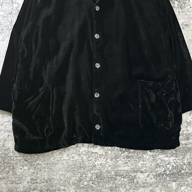 Black Rayon Velvet Shirt Jacket Relaxed Fit – M - CP SHADES