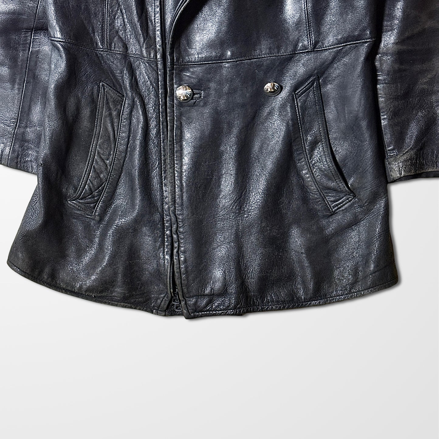 French Military Vintage Motorcycle Leather Coat – 96M - 80ｓ