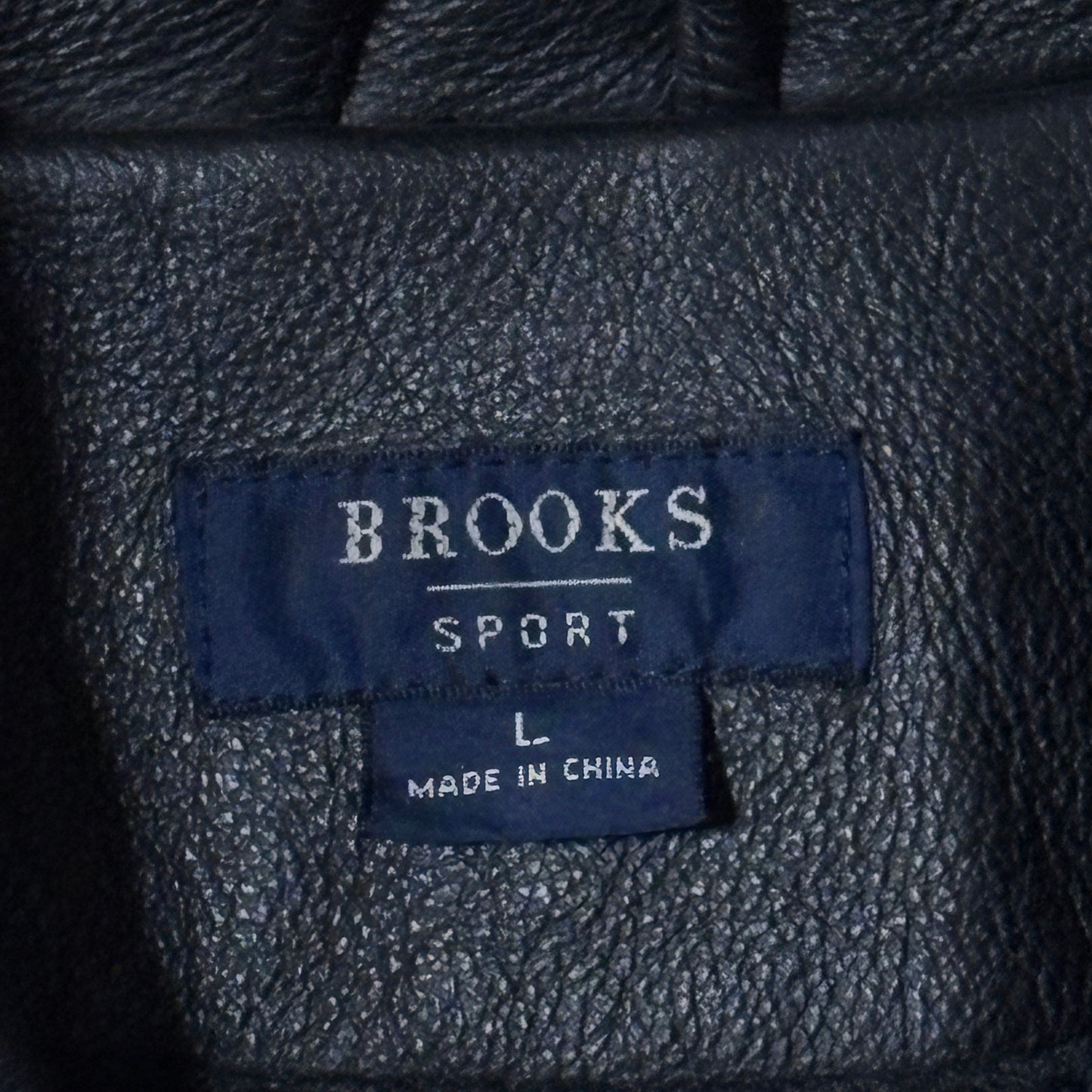 Brooks Sports Black Leather Car Coat – L