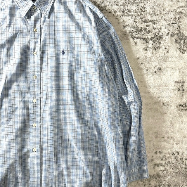 Polo by Ralph Lauren Blue Check Linen Blend Shirt – L