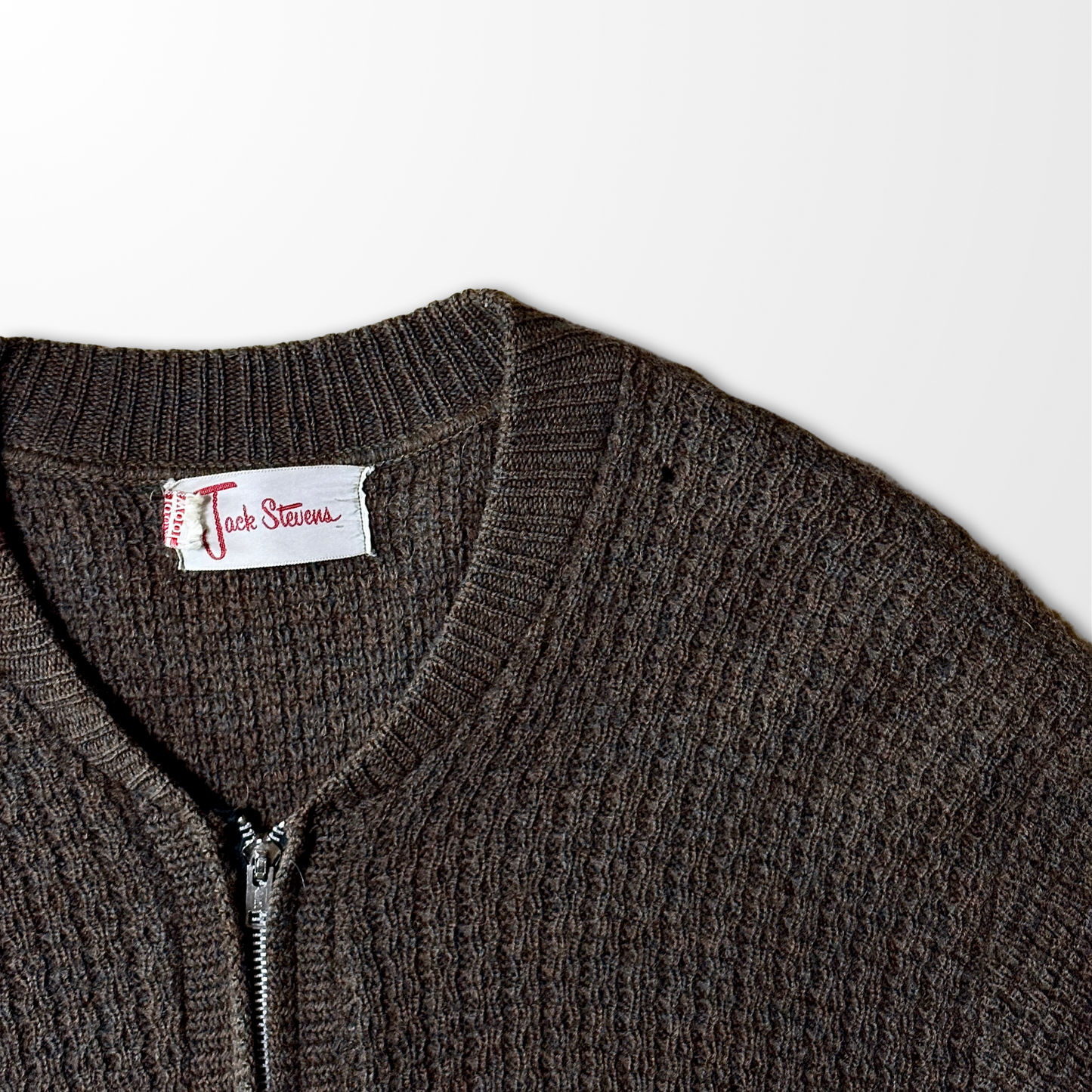 Zip Cardigan – Brown Heather Knit　 Wool