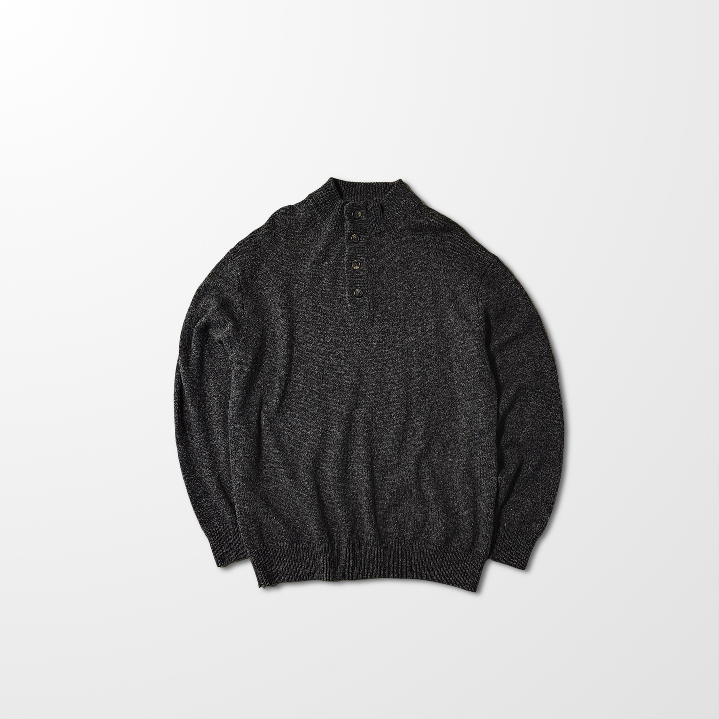 Henley Knit Sweater  Enzo Mantovani 100% Wool  – Charcoal – L