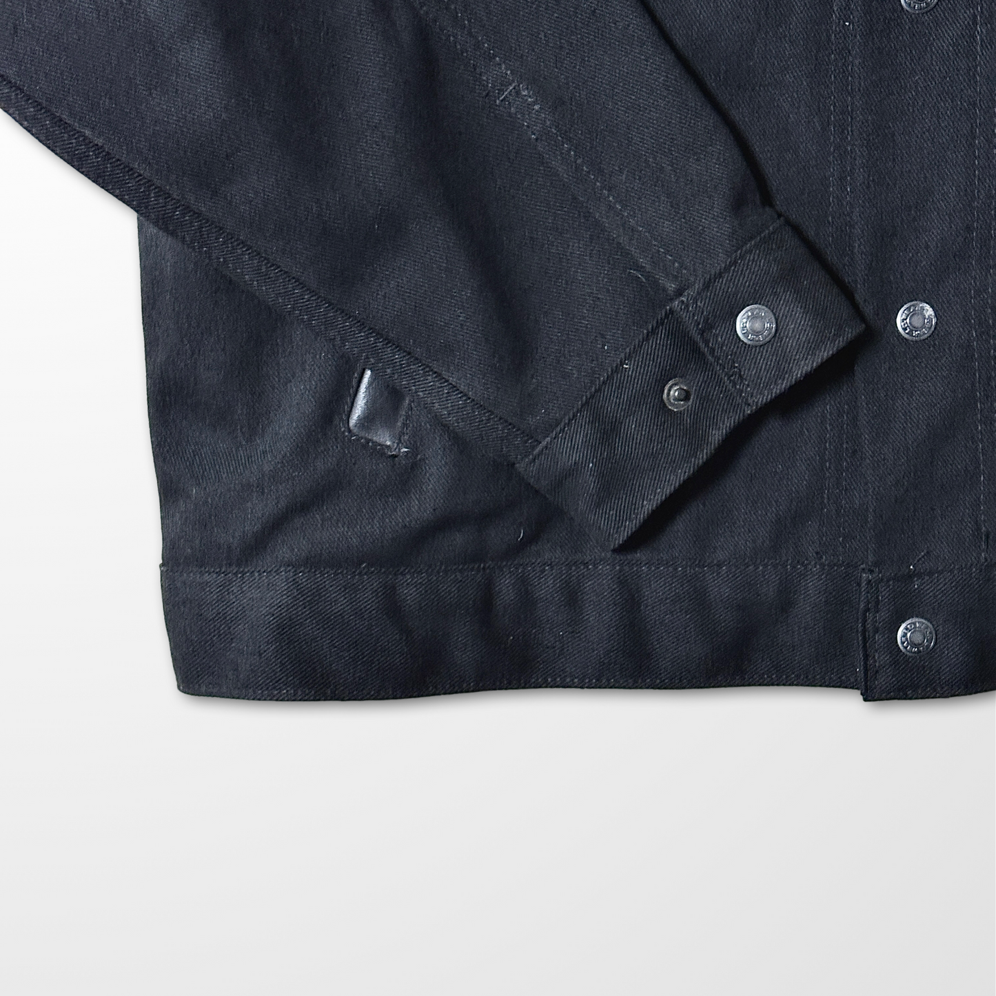 Denim × Leather Trucker Jacket – Black – L