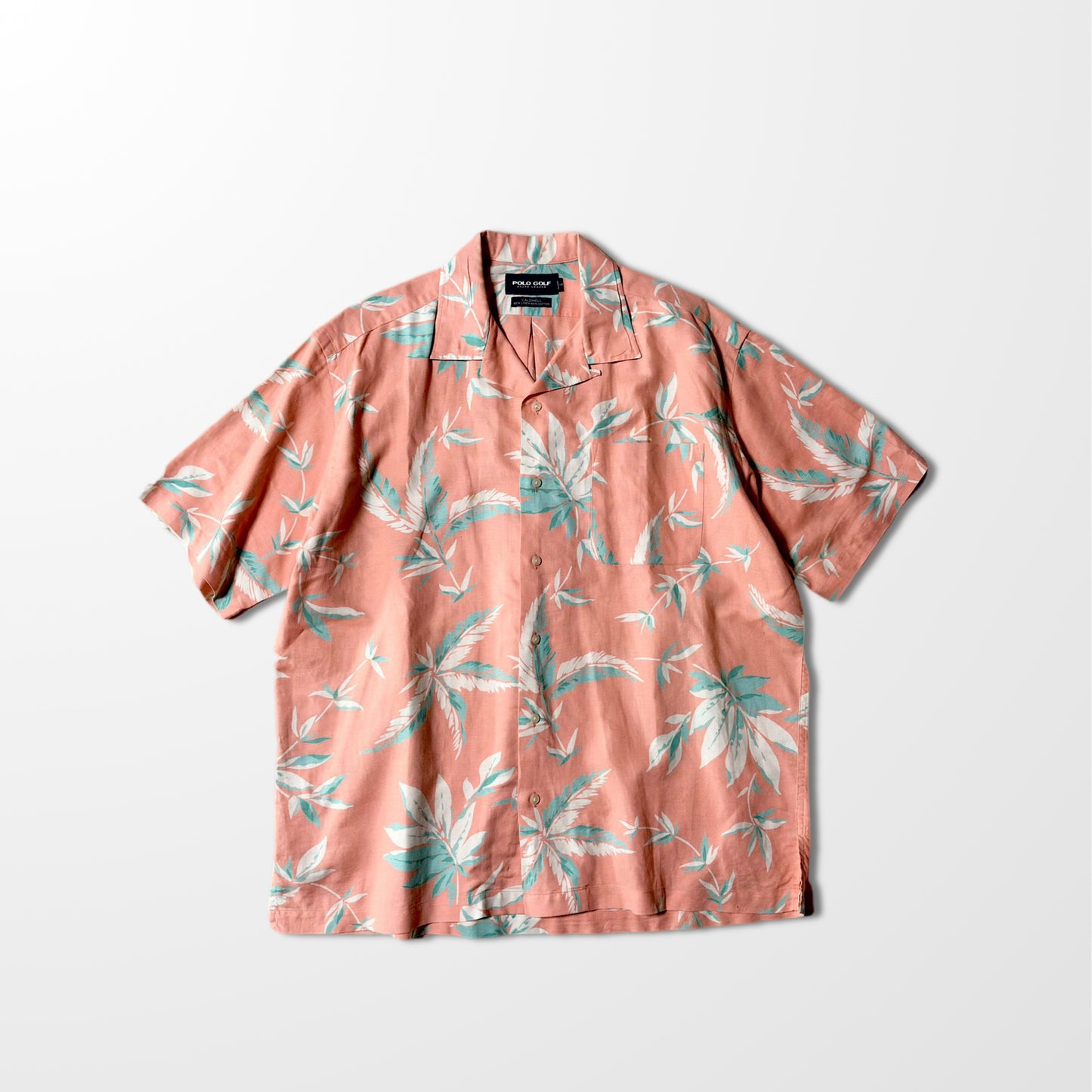 Pink Botanical Open-Collar Shirt – L Linen Cotton Blend　Ralph