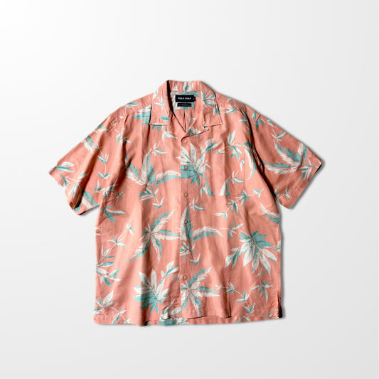 Pink Botanical Open-Collar Shirt – L Linen Cotton Blend　Ralph
