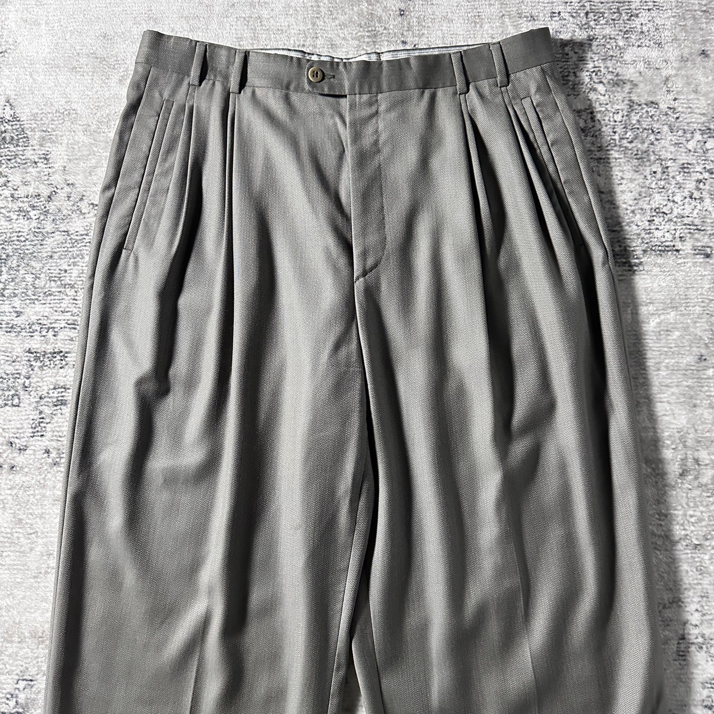Zanella Wool Pleated Trousers Gray Wide  Size 36