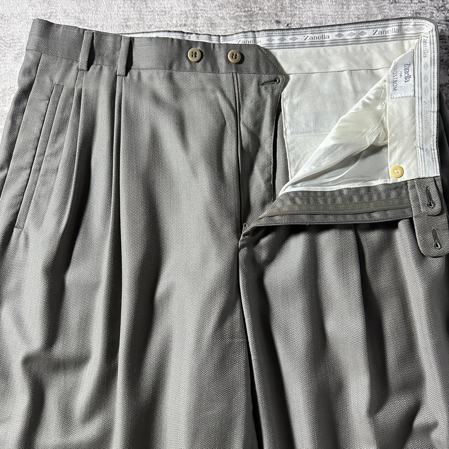 Zanella Wool Pleated Trousers Gray Wide  Size 36