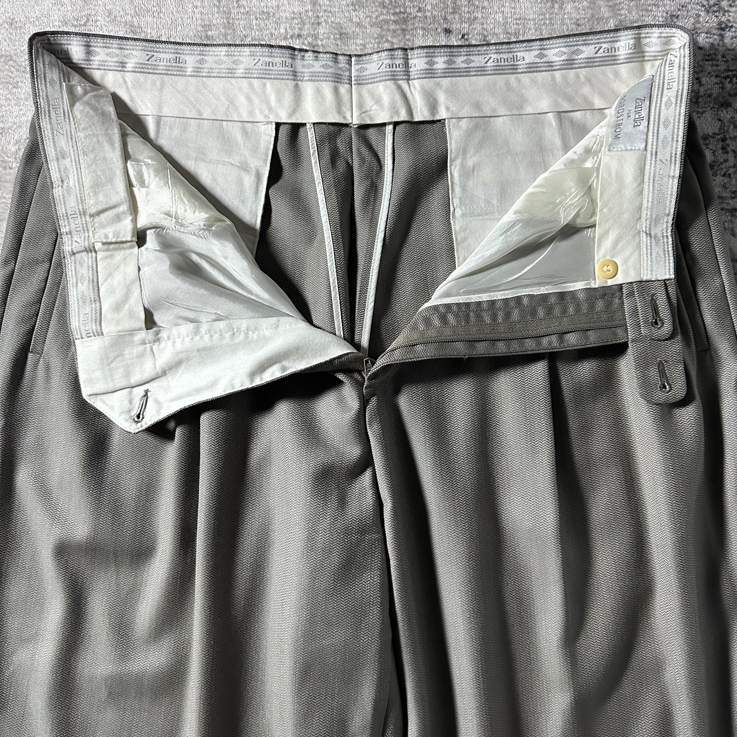 Zanella Wool Pleated Trousers Gray Wide  Size 36