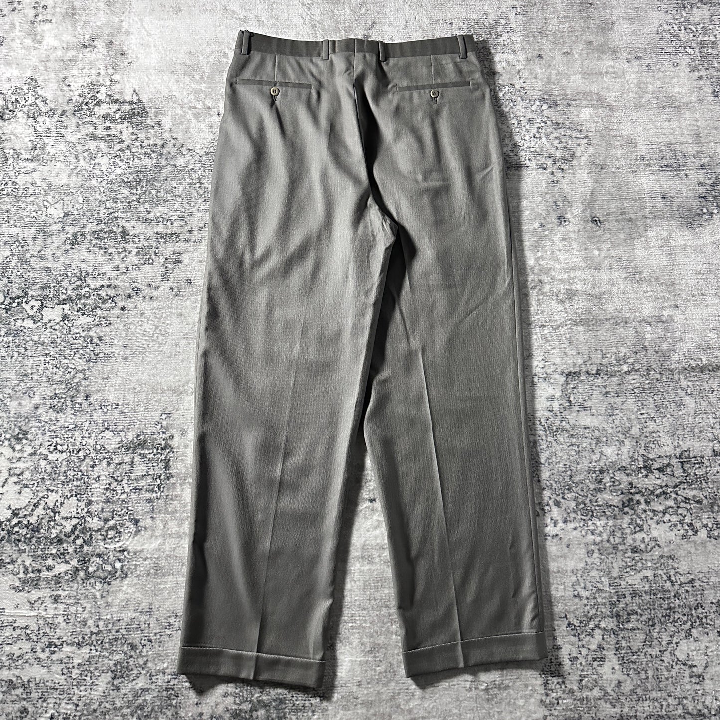 Zanella Wool Pleated Trousers Gray Wide  Size 36