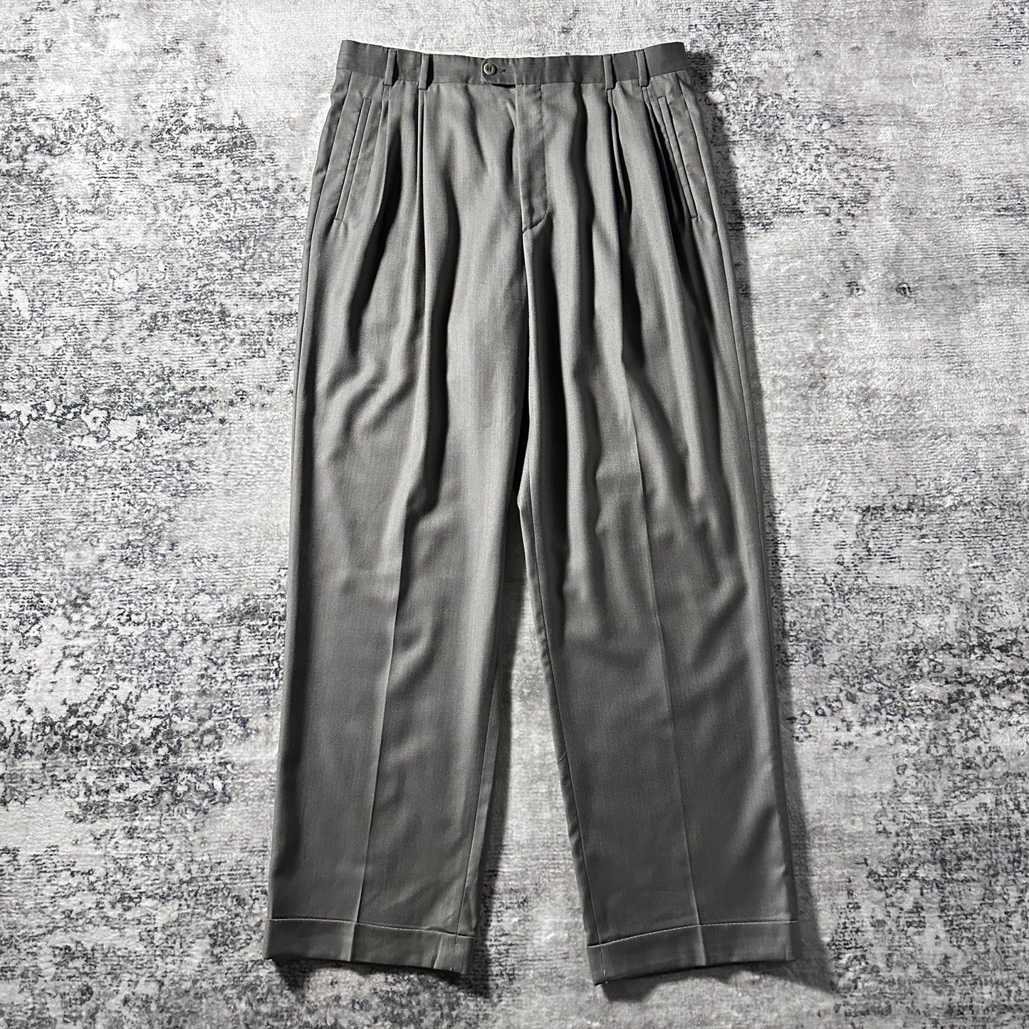 Zanella Wool Pleated Trousers Gray Wide  Size 36