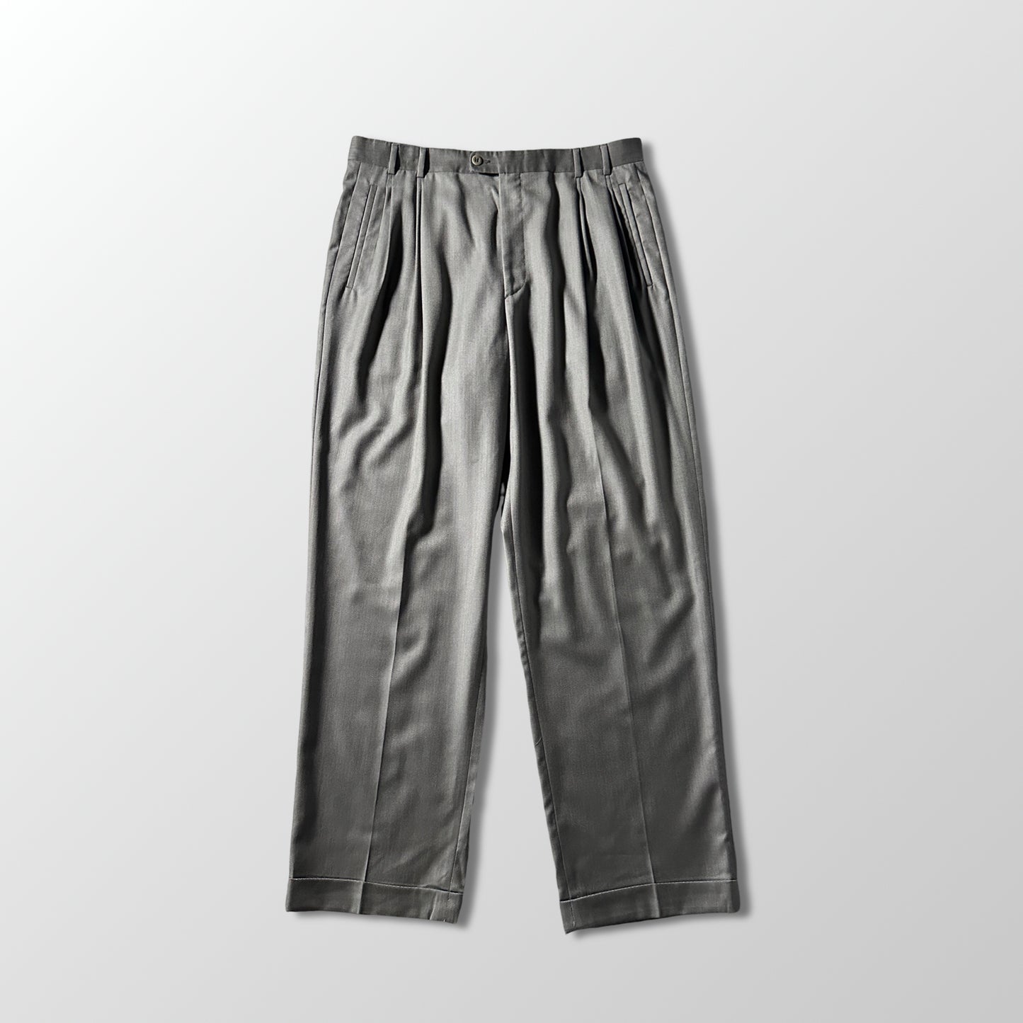 Zanella Wool Pleated Trousers Gray Wide  Size 36