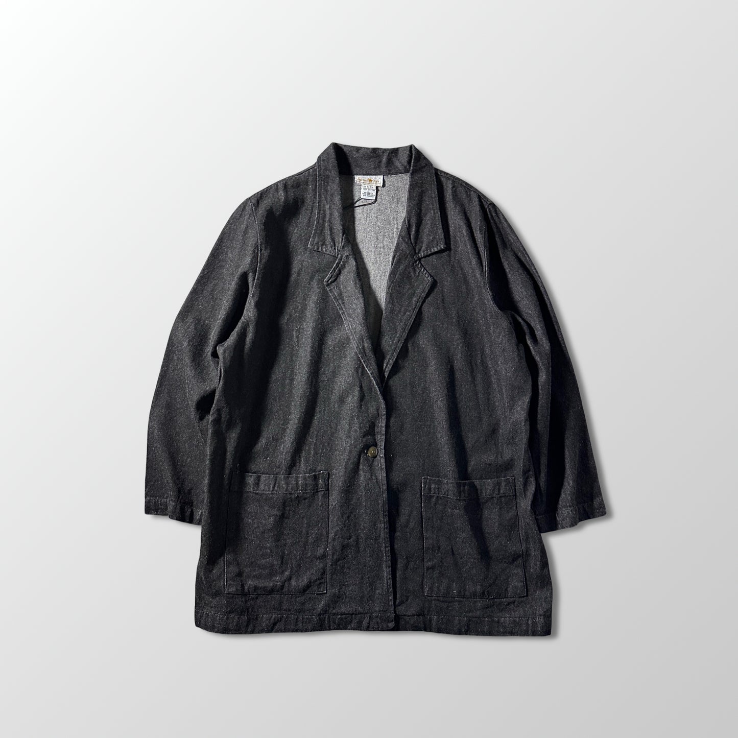 Cotton Twill Black Tailored Jacket Relaxed Fit – L
