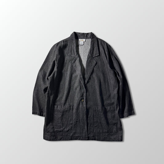 Cotton Twill Black Tailored Jacket Relaxed Fit – L