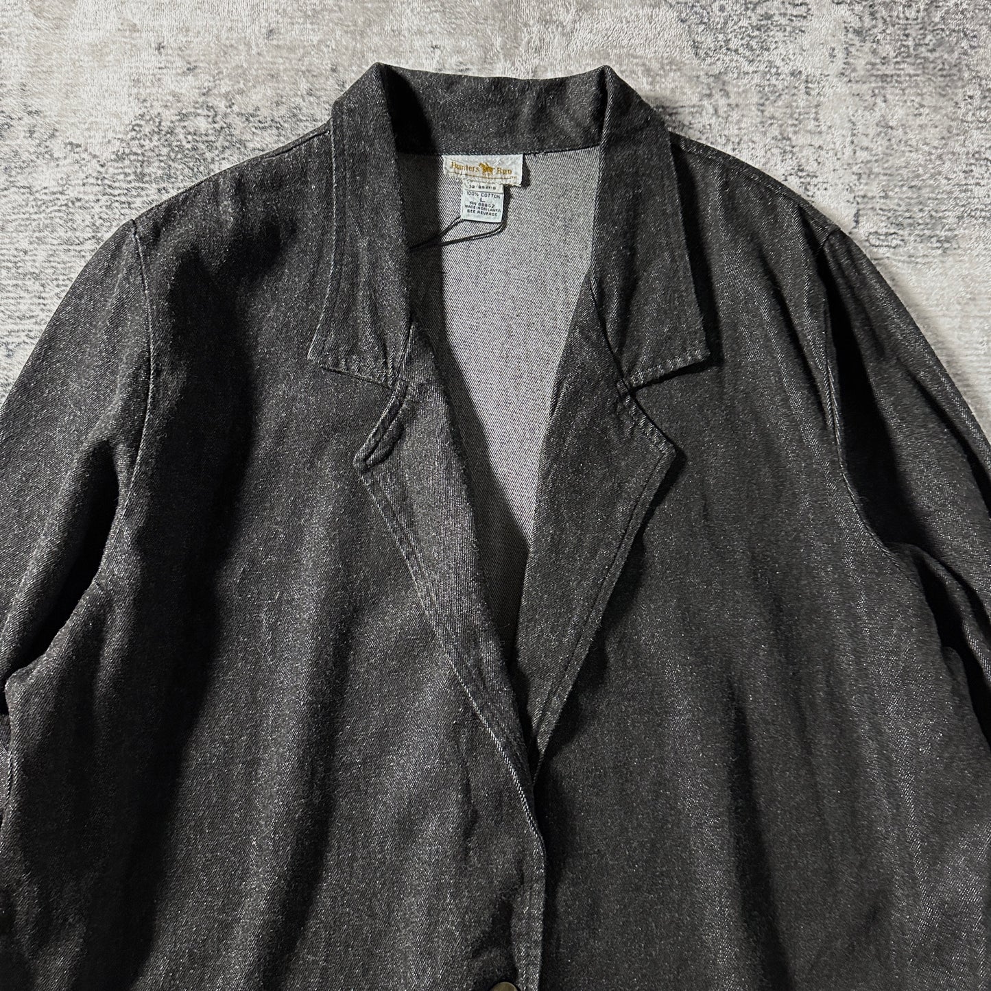 Cotton Twill Black Tailored Jacket Relaxed Fit – L