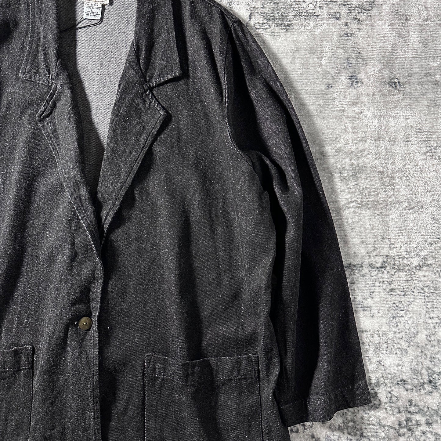 Cotton Twill Black Tailored Jacket Relaxed Fit – L