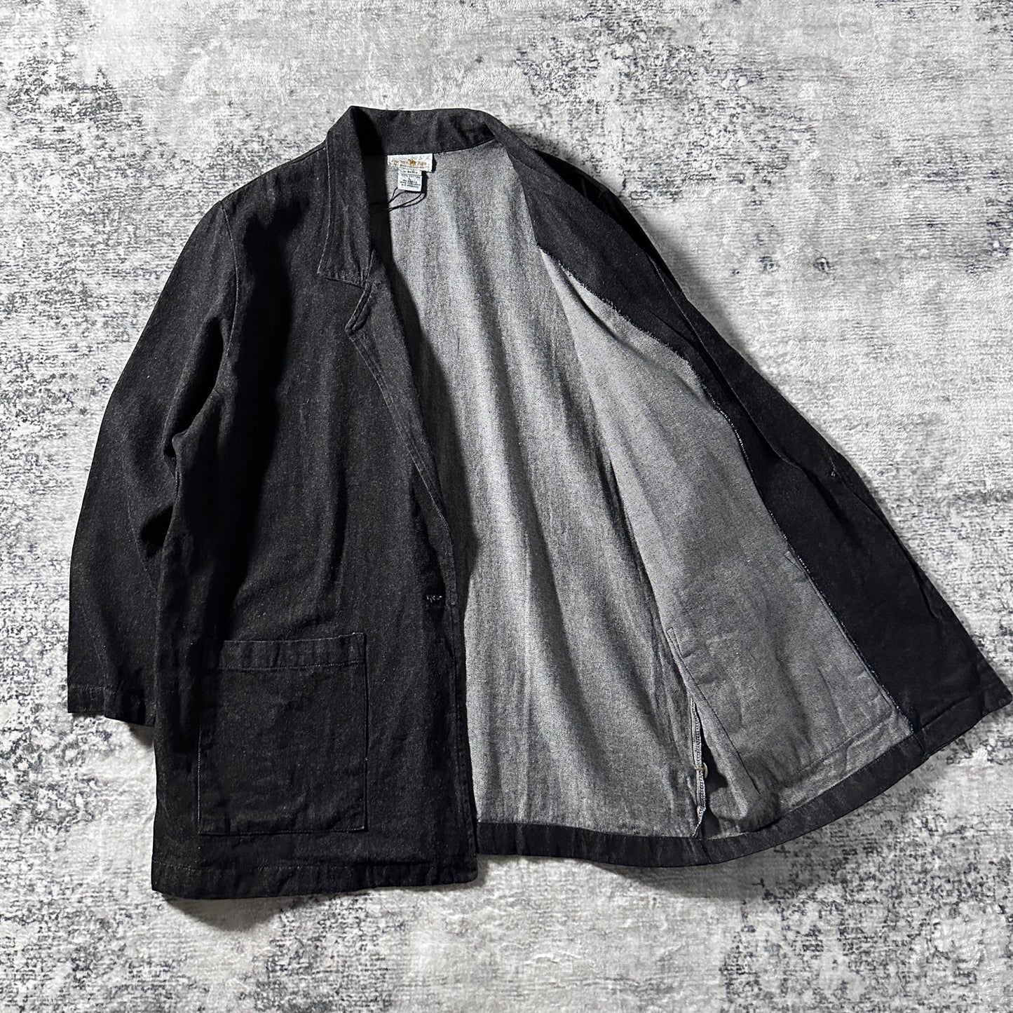 Cotton Twill Black Tailored Jacket Relaxed Fit – L