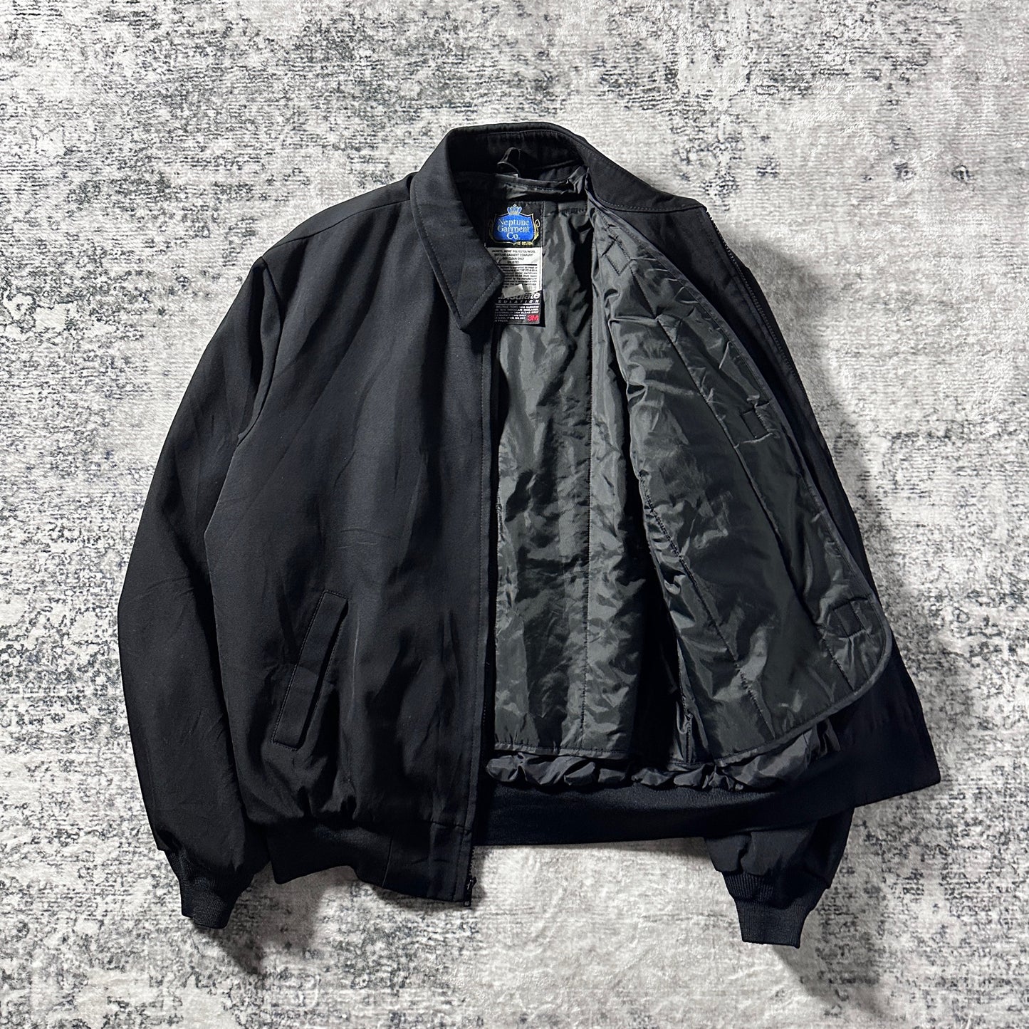 Polyester Wool Black Zip Jacket – 48