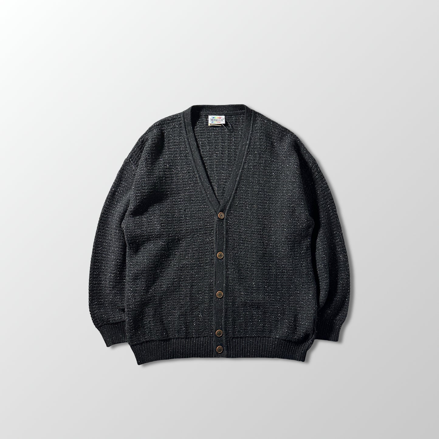 Wool Silk Nep Black Knit Cardigan – Made in Italy