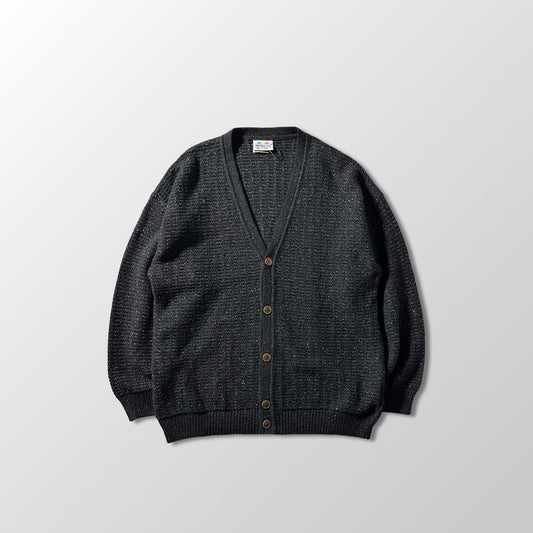 Wool Silk Nep Black Knit Cardigan – Made in Italy