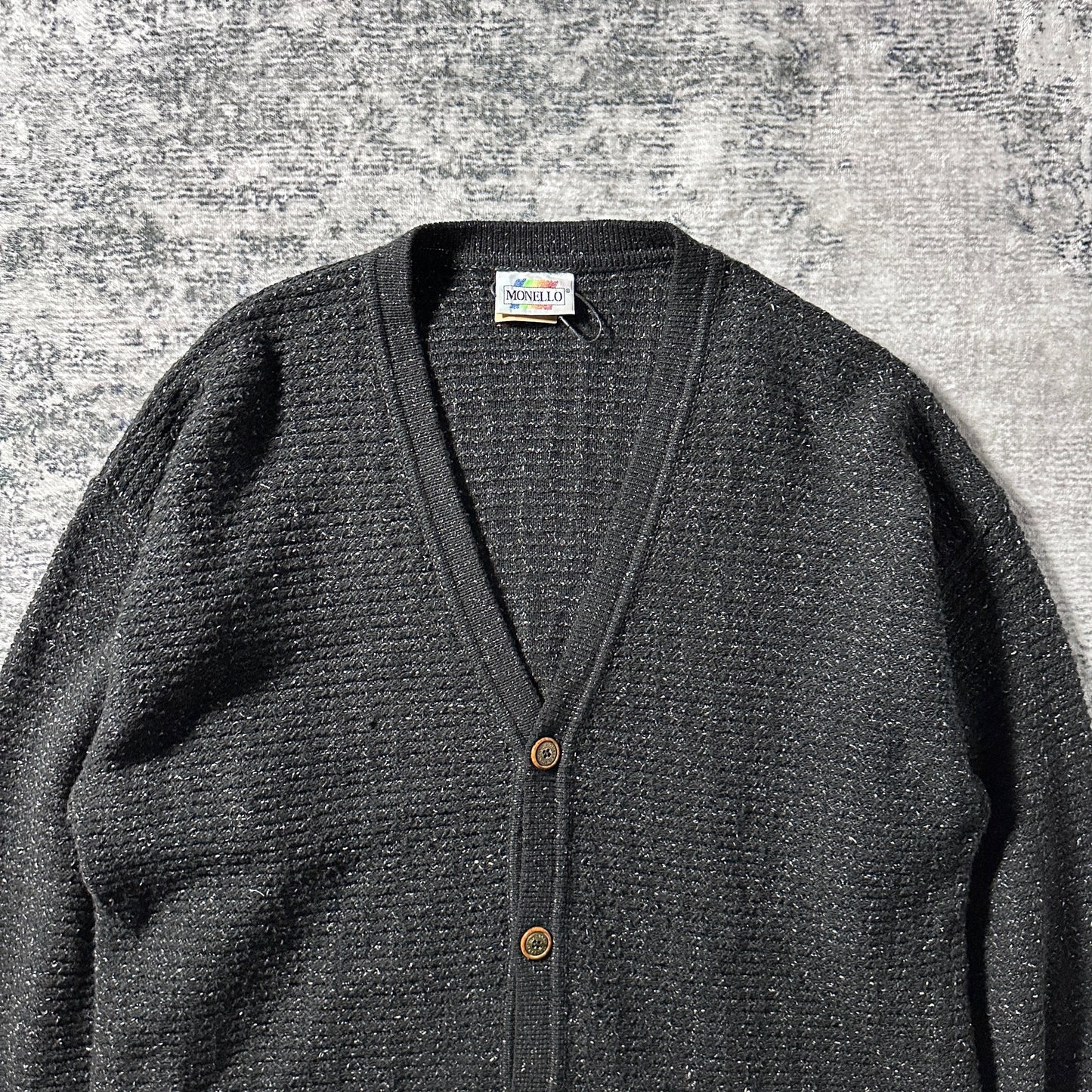 Wool Silk Nep Black Knit Cardigan – Made in Italy