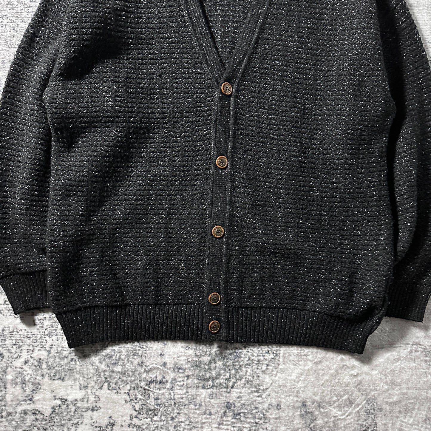 Wool Silk Nep Black Knit Cardigan – Made in Italy