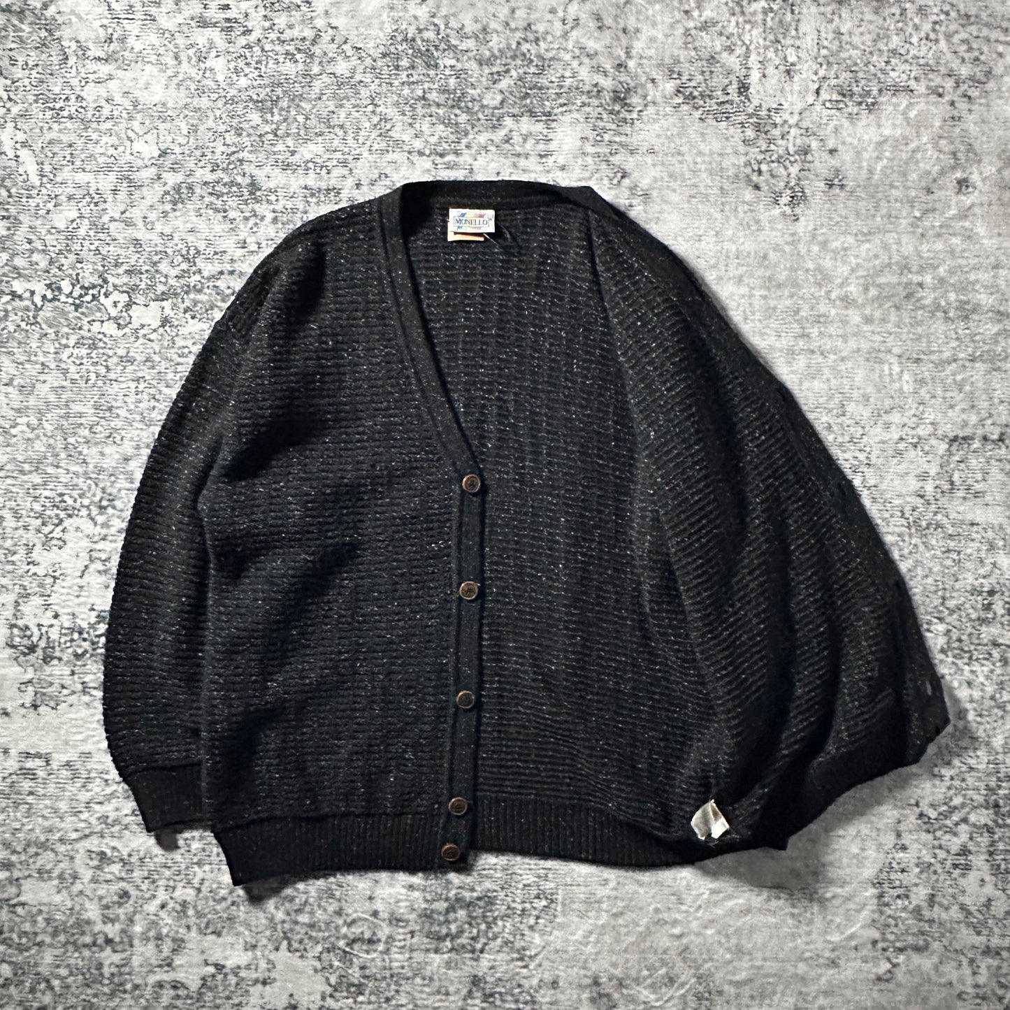 Wool Silk Nep Black Knit Cardigan – Made in Italy