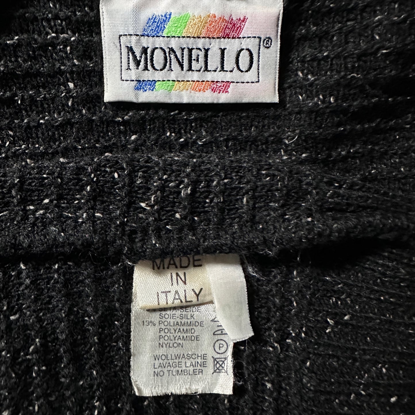 Wool Silk Nep Black Knit Cardigan – Made in Italy