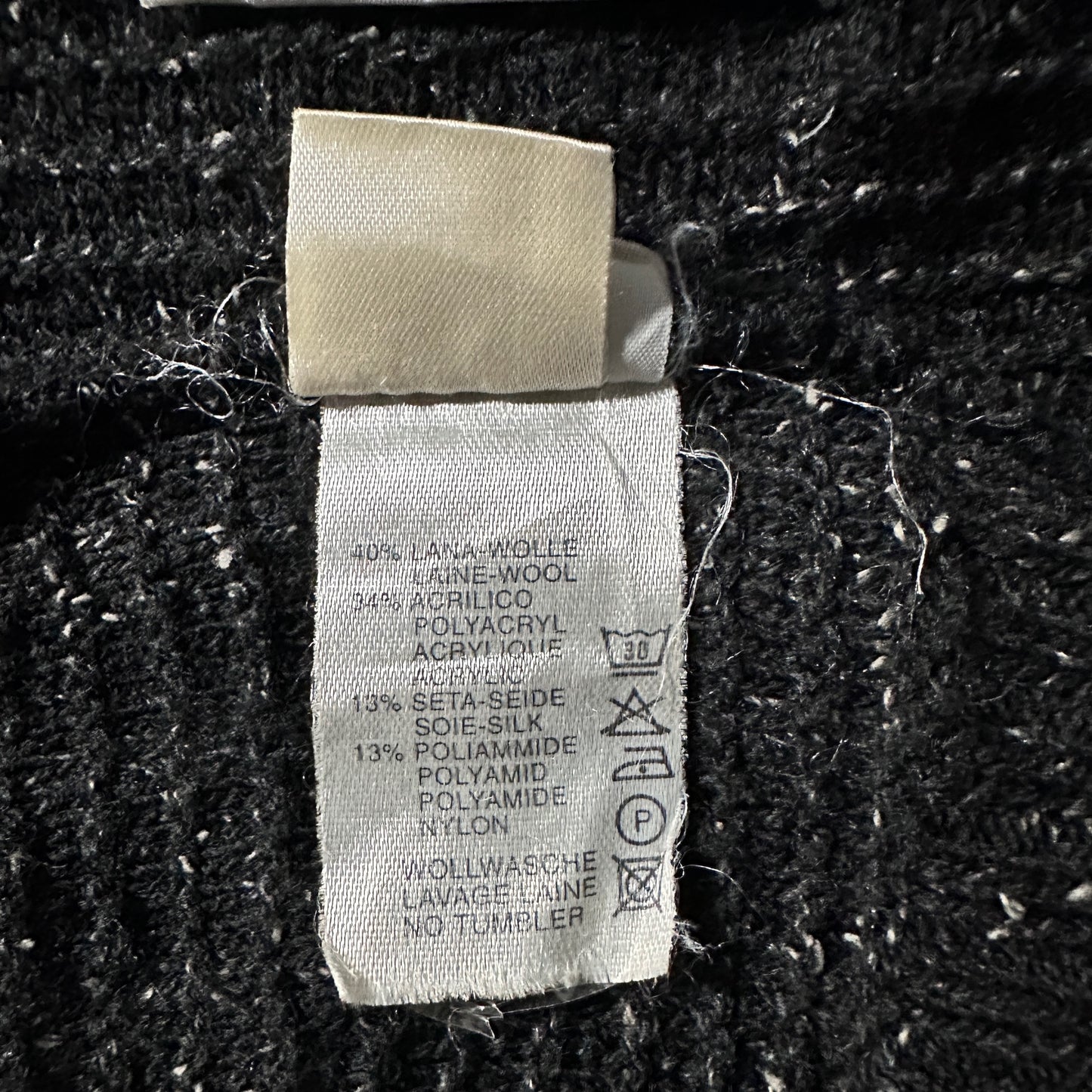 Wool Silk Nep Black Knit Cardigan – Made in Italy