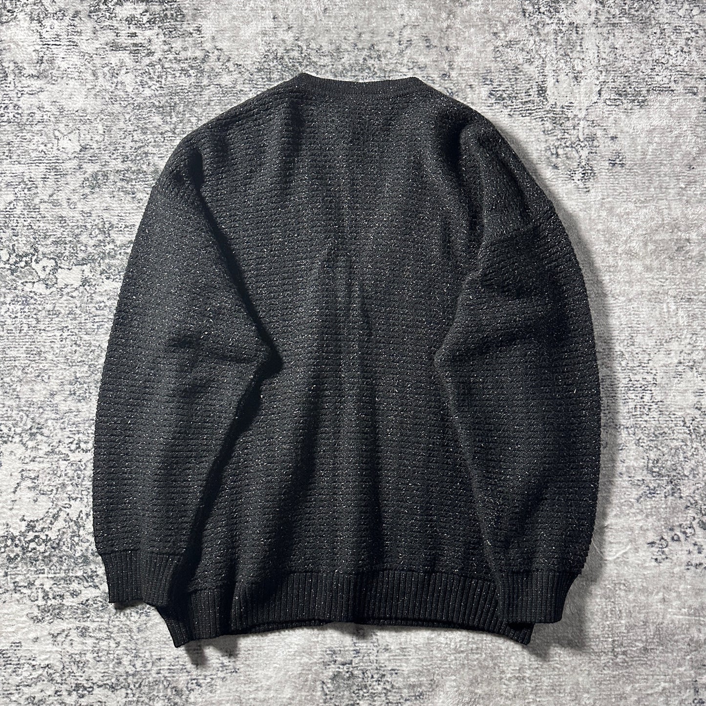 Wool Silk Nep Black Knit Cardigan – Made in Italy