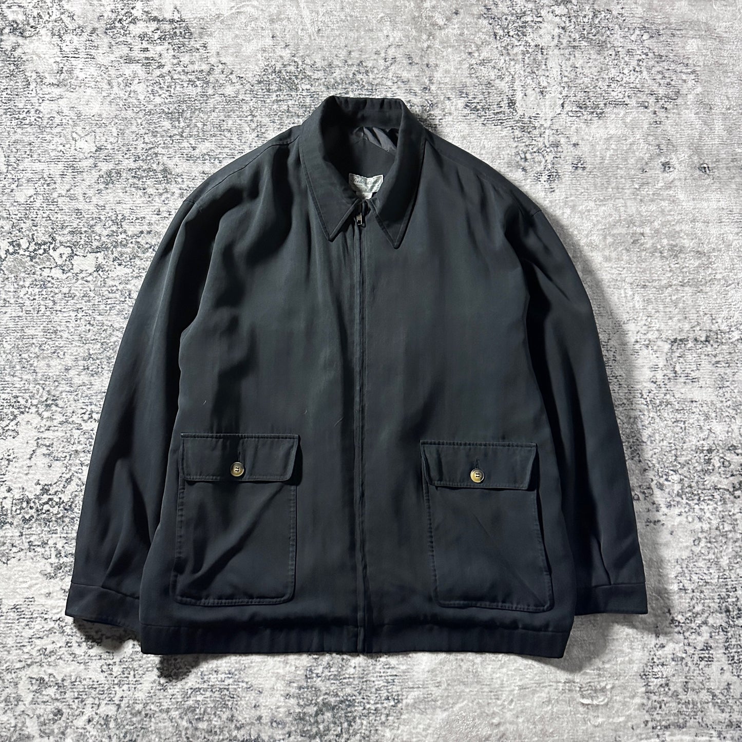 Silk Harrington Zip Jacket – XL Black