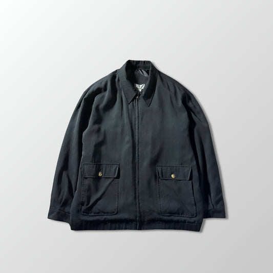 Silk Harrington Zip Jacket – XL Black
