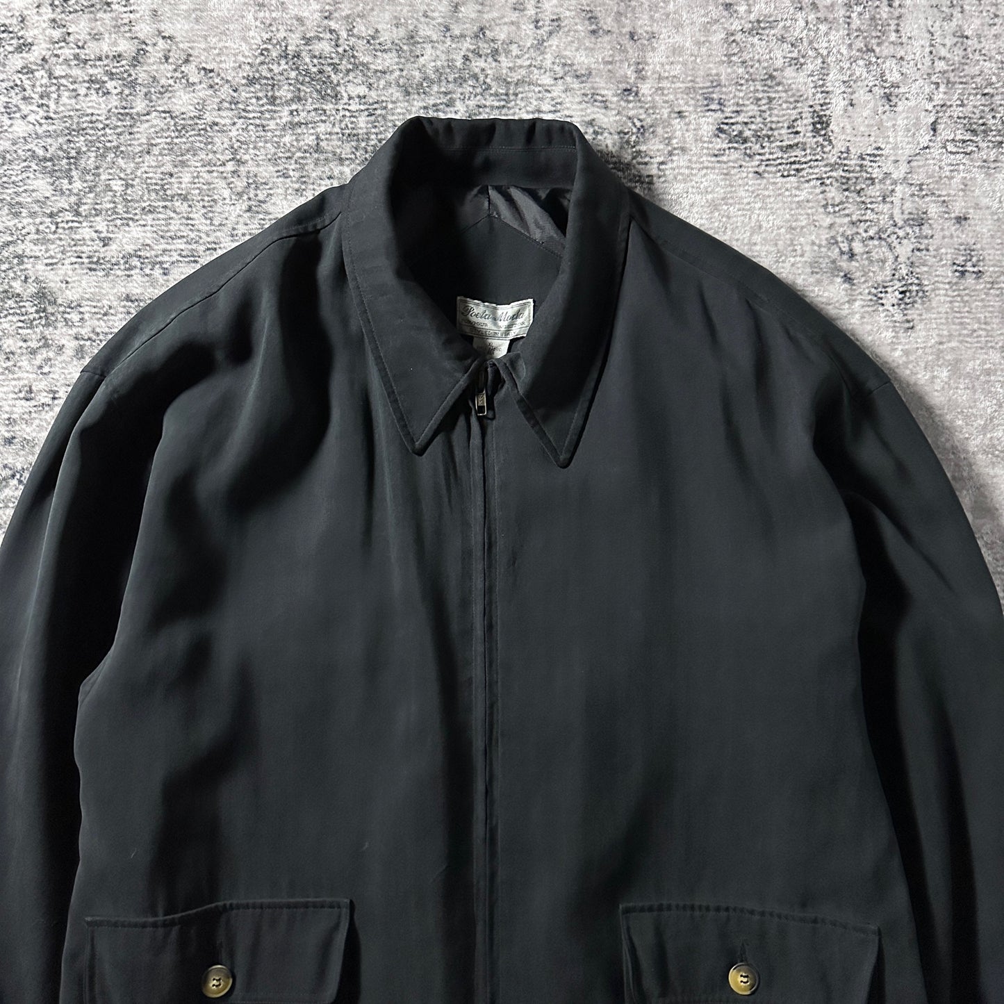 Silk Harrington Zip Jacket – XL Black