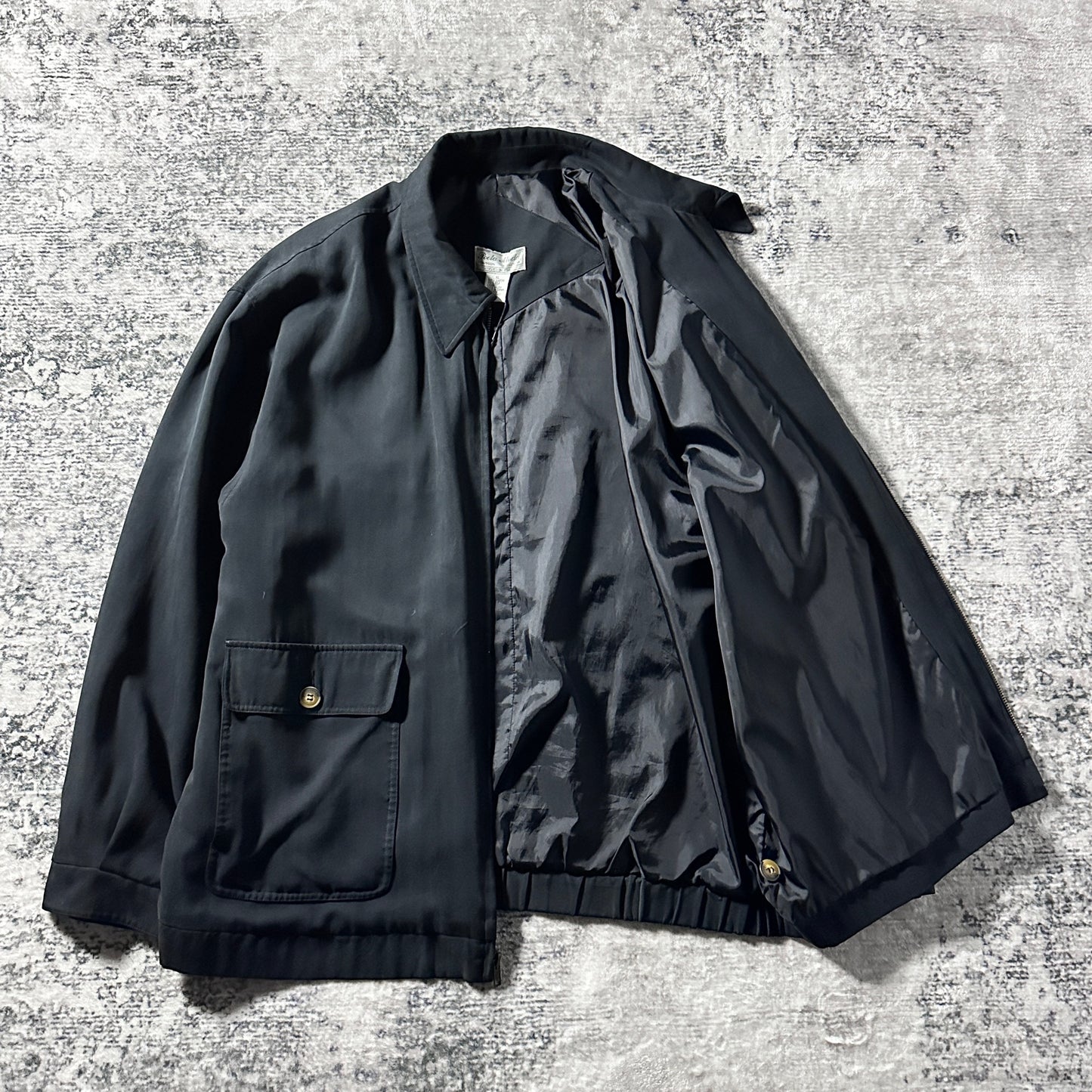 Silk Harrington Zip Jacket – XL Black