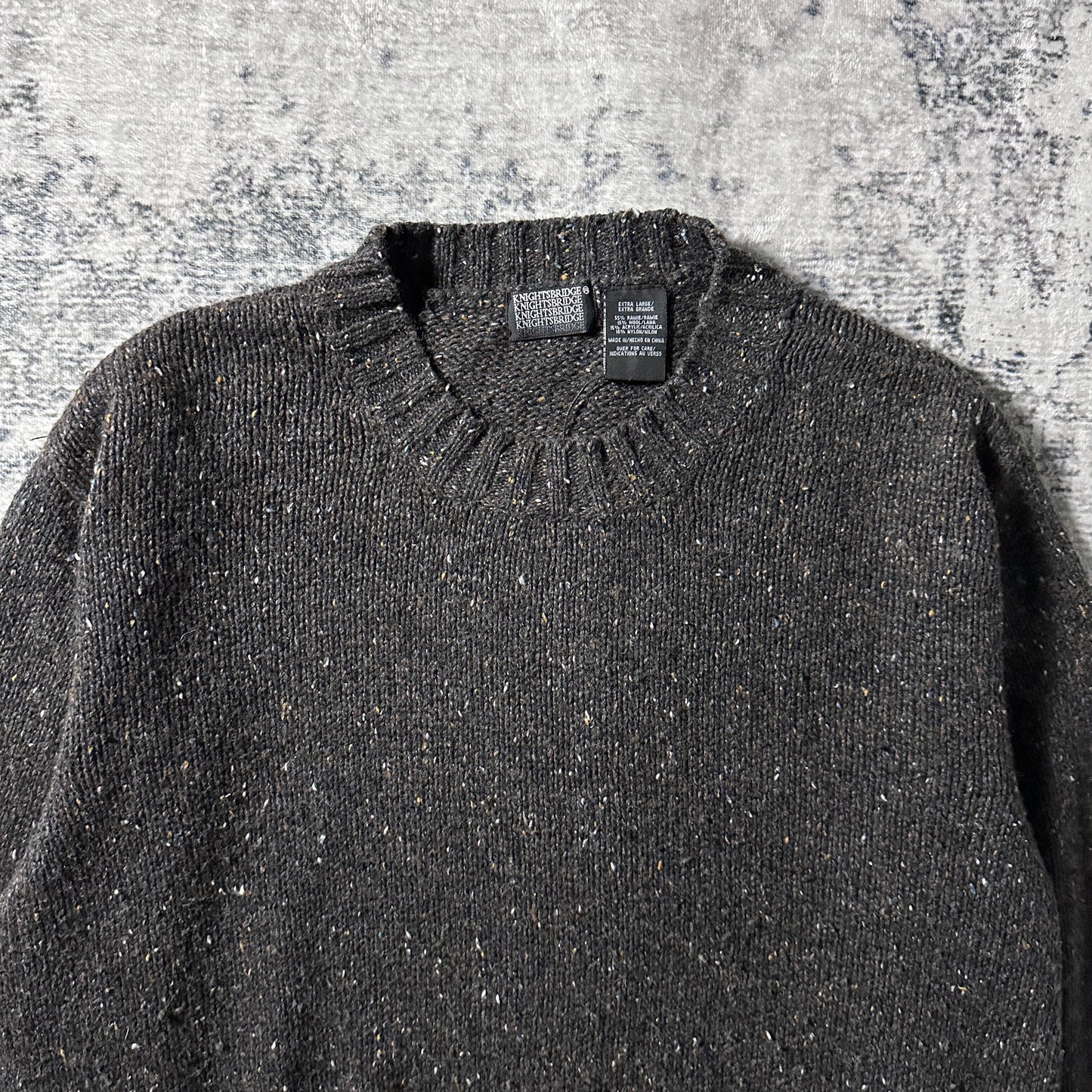 Wool Ramie Nep Knit Sweater – Charcoal Gray XL