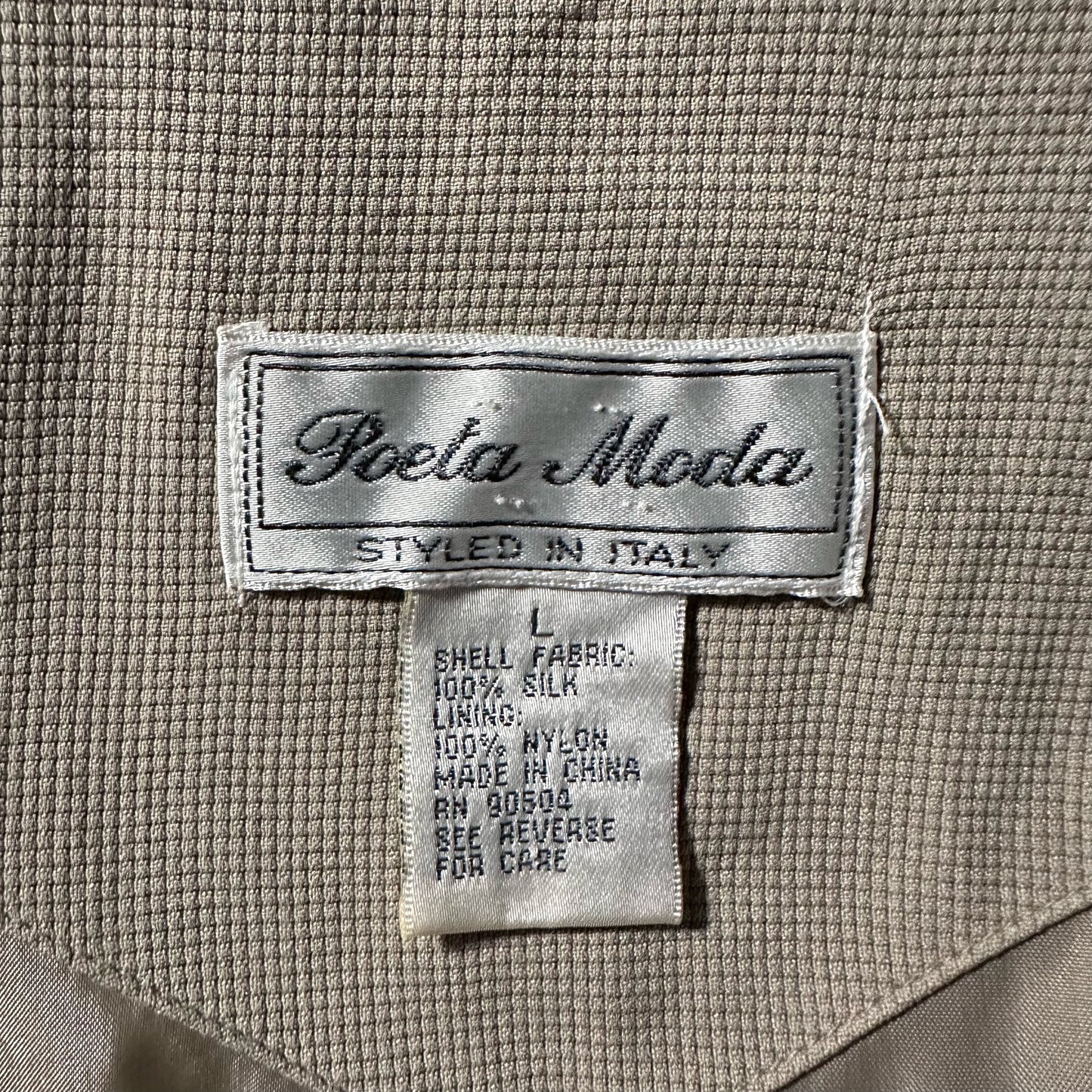 Silk Zip Jacket Beige Minimal Design – L