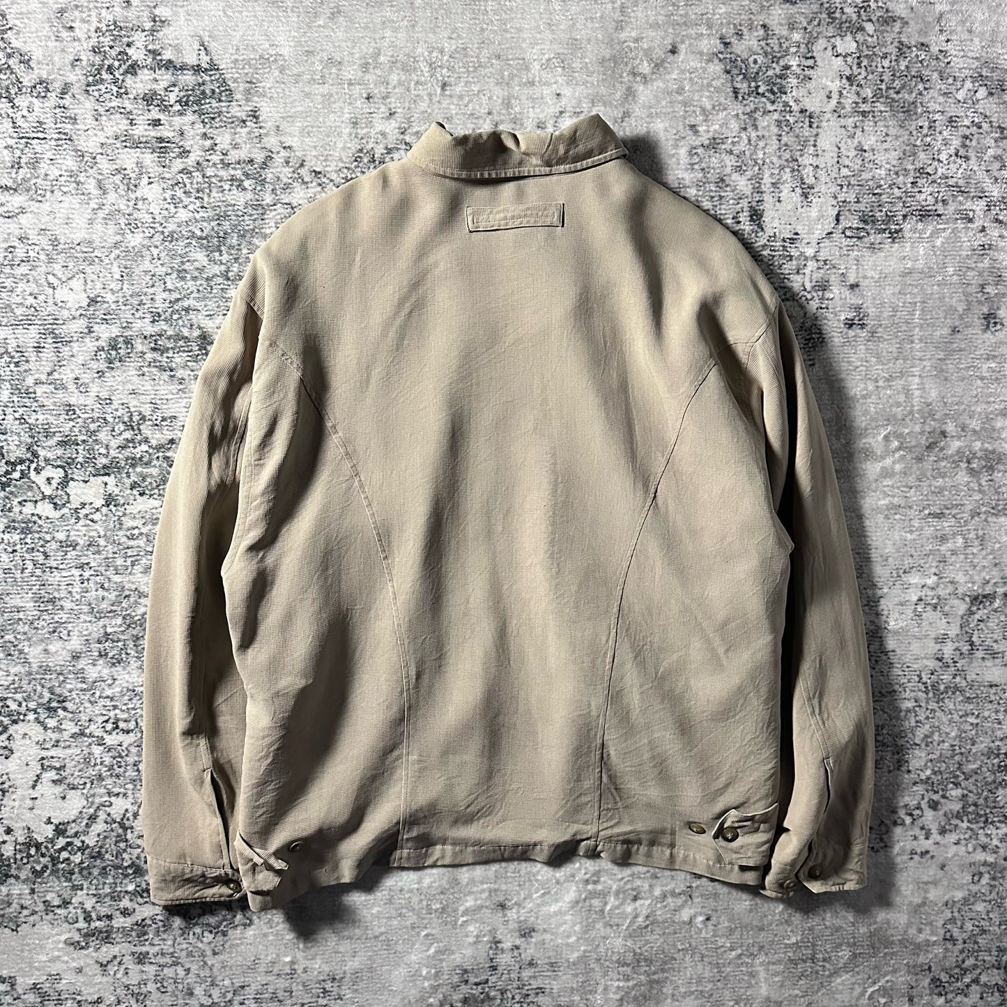 Silk Zip Jacket Beige Minimal Design – L