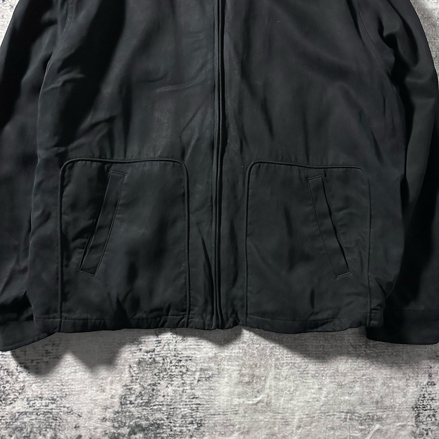 Silk Zip Jacket Black Minimal Design – L