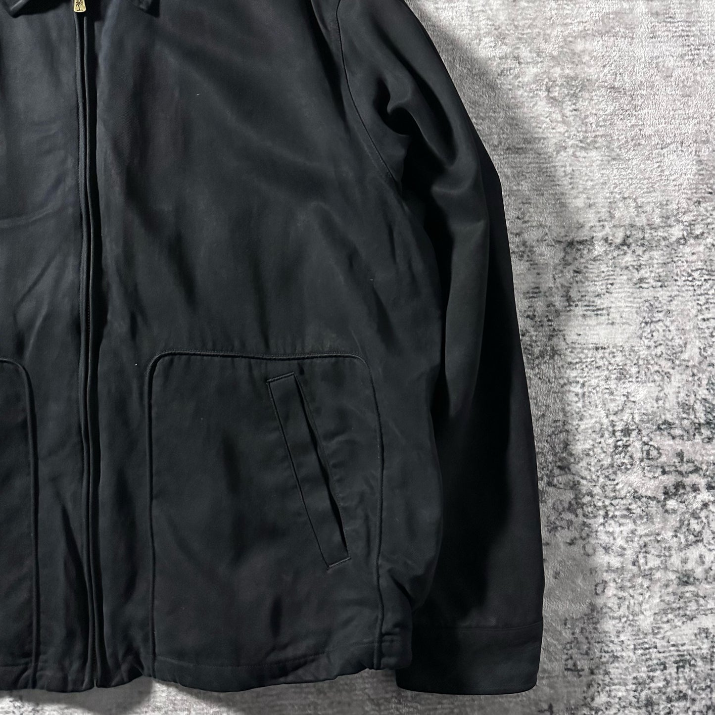 Silk Zip Jacket Black Minimal Design – L