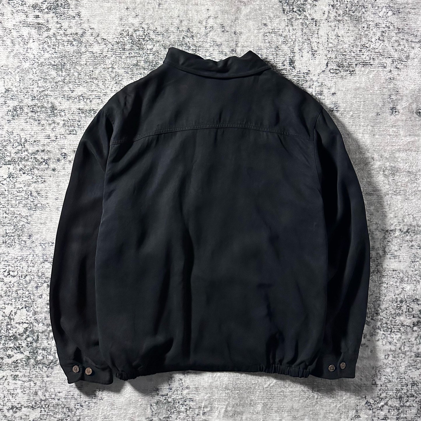 Silk Zip Jacket Black Minimal Design – L
