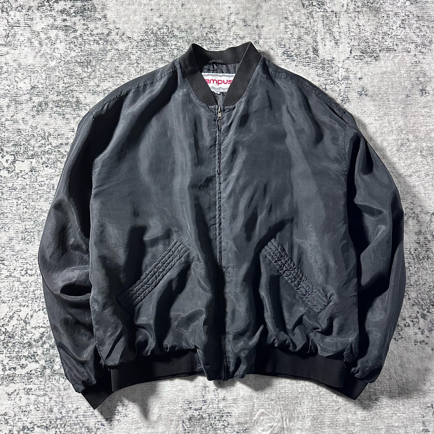 Silk Bomber Jacket Charcoal Gray Minimal Design – XL