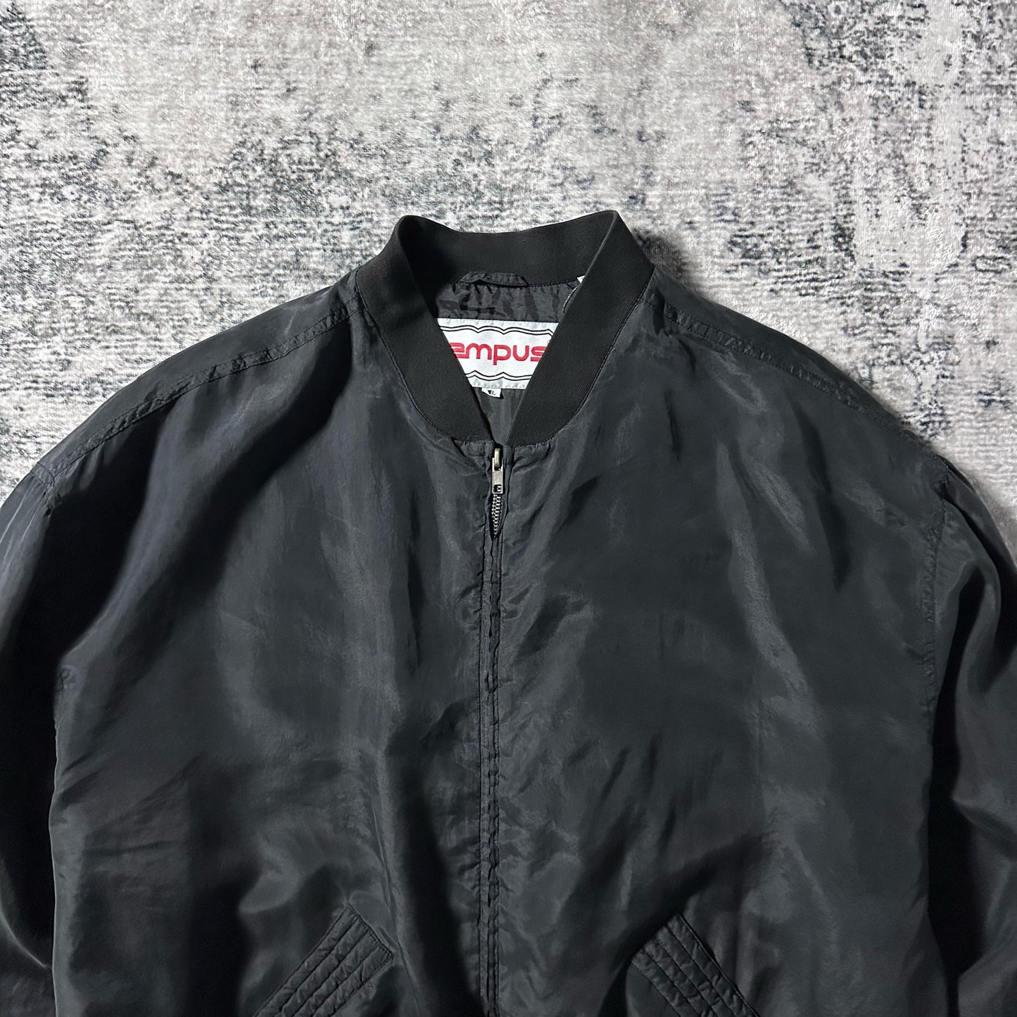 Silk Bomber Jacket Charcoal Gray Minimal Design – XL