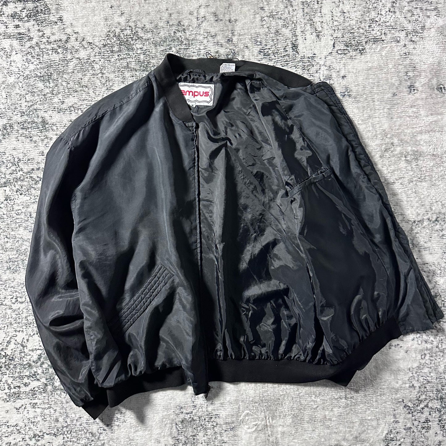 Silk Bomber Jacket Charcoal Gray Minimal Design – XL