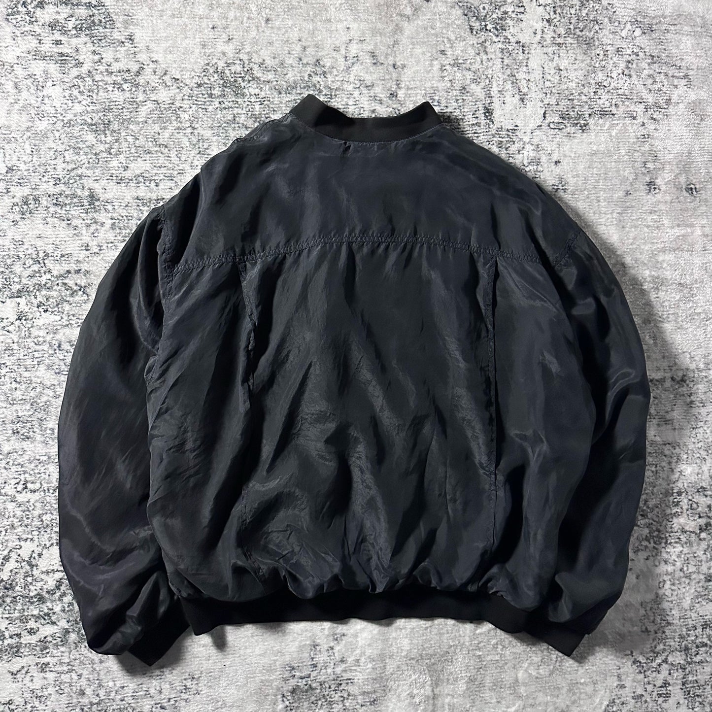 Silk Bomber Jacket Charcoal Gray Minimal Design – XL