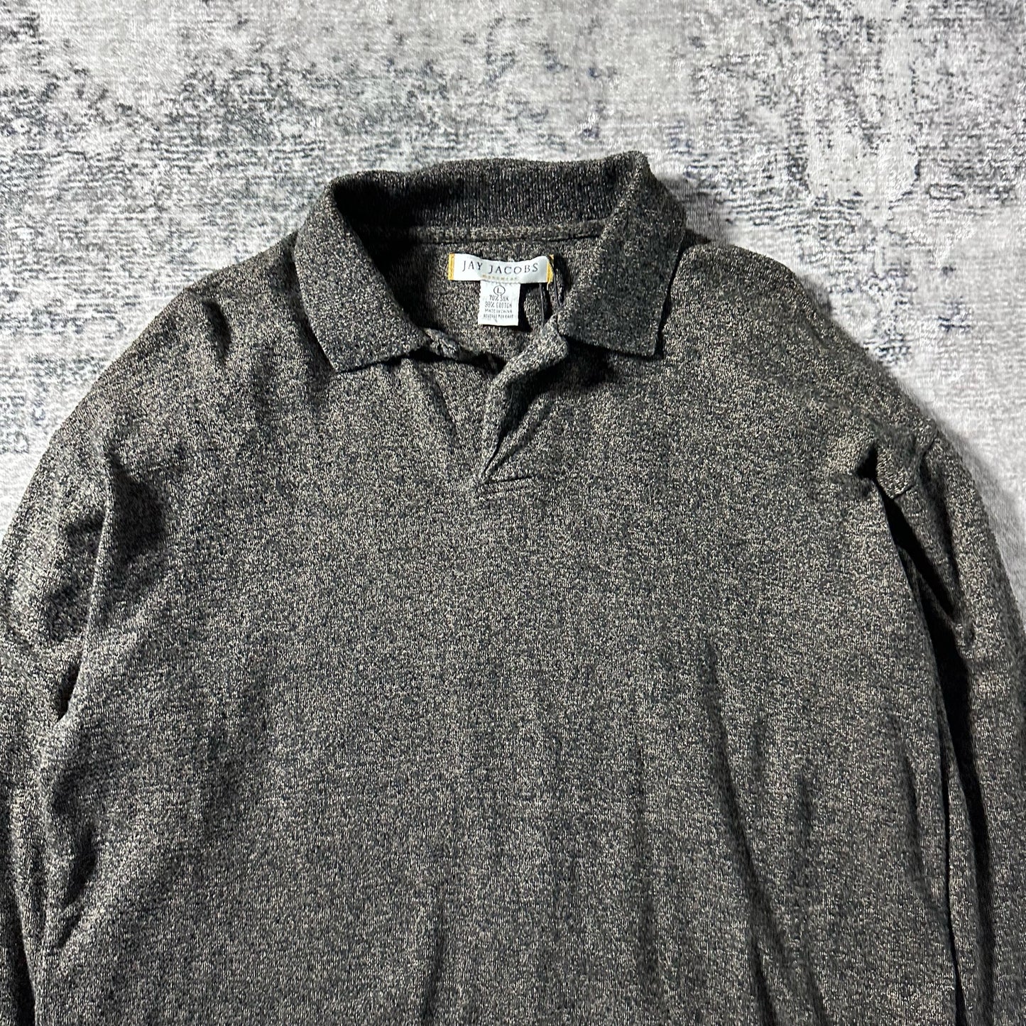 Silk Cotton Knit Polo Shirt Gray Mix – L