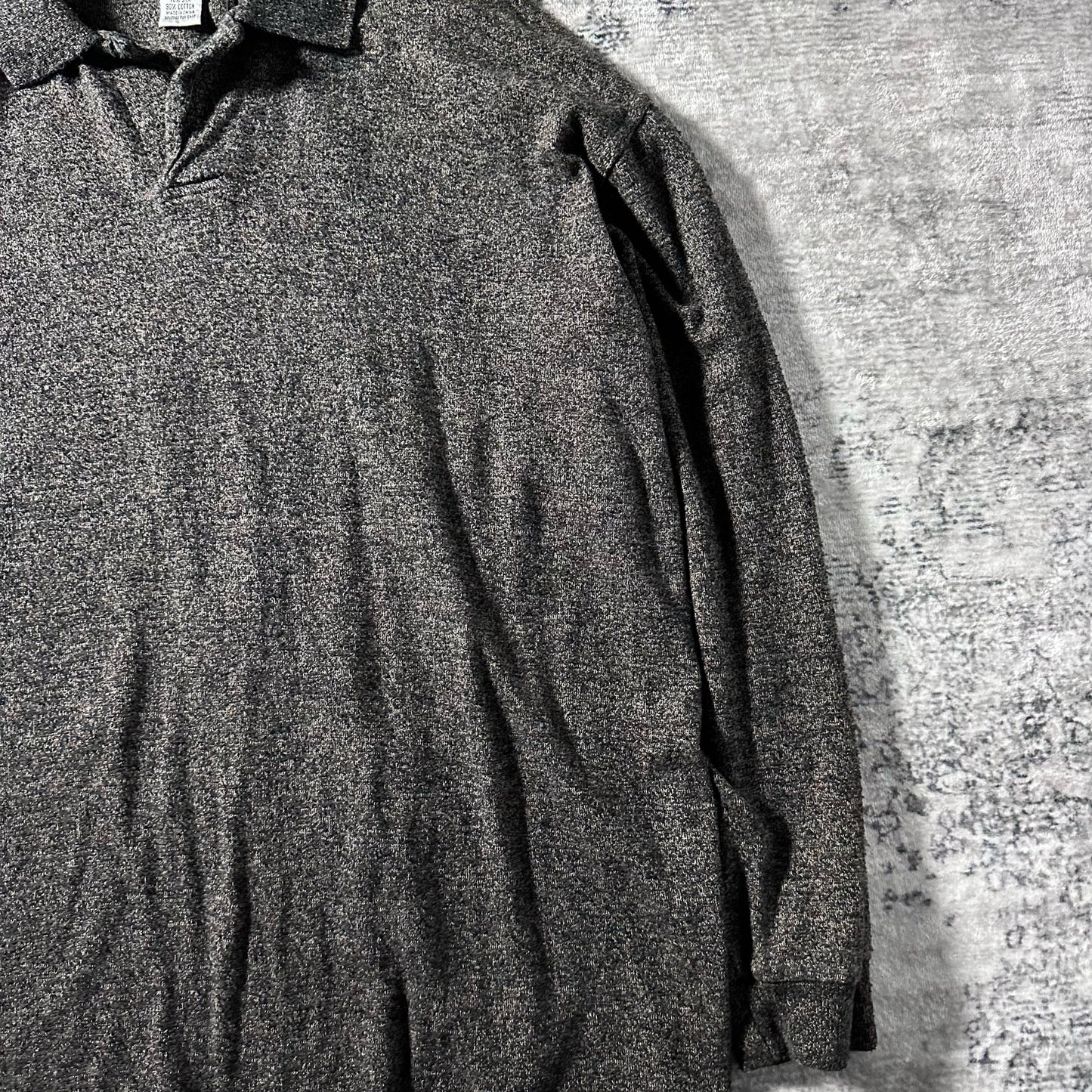 Silk Cotton Knit Polo Shirt Gray Mix – L