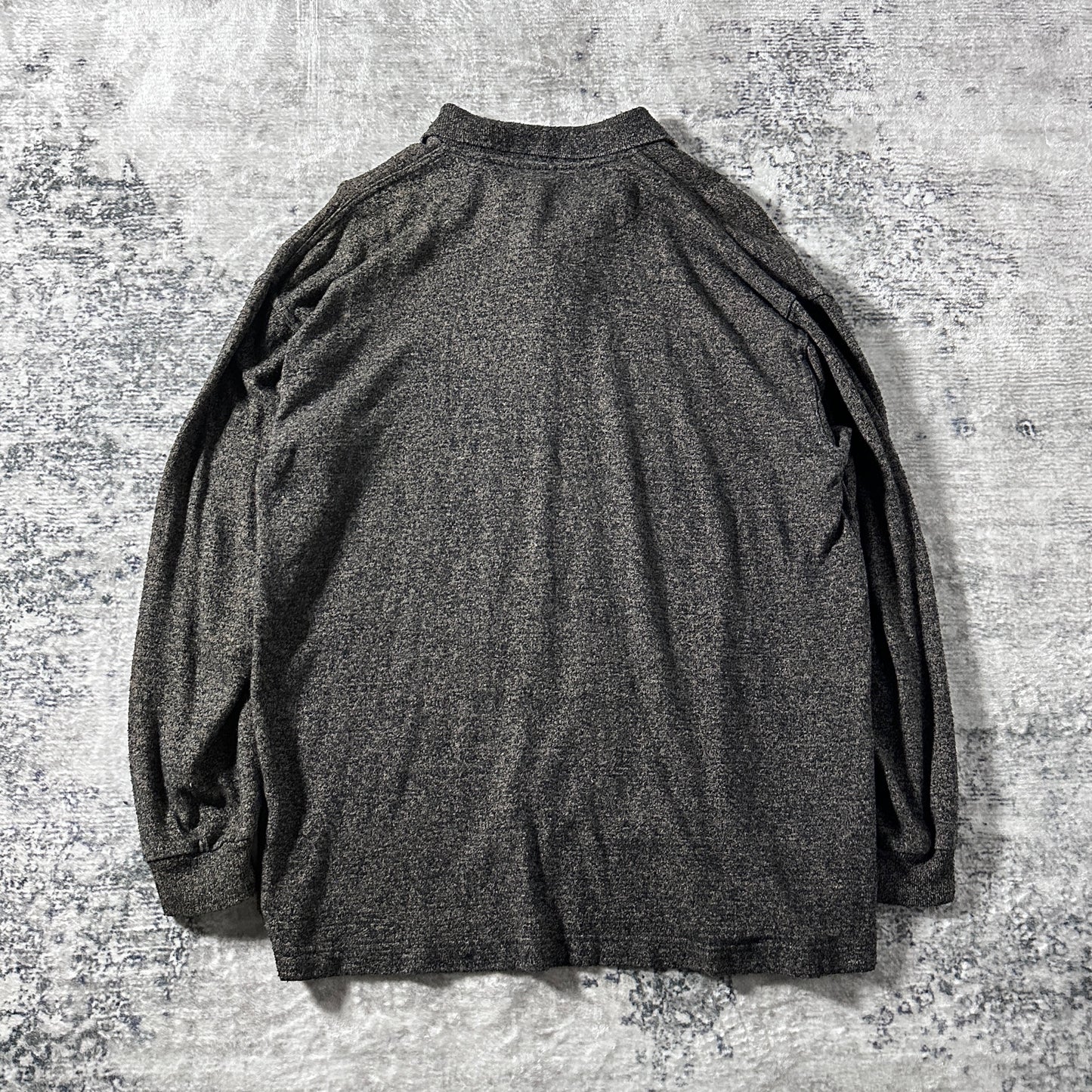 Silk Cotton Knit Polo Shirt Gray Mix – L