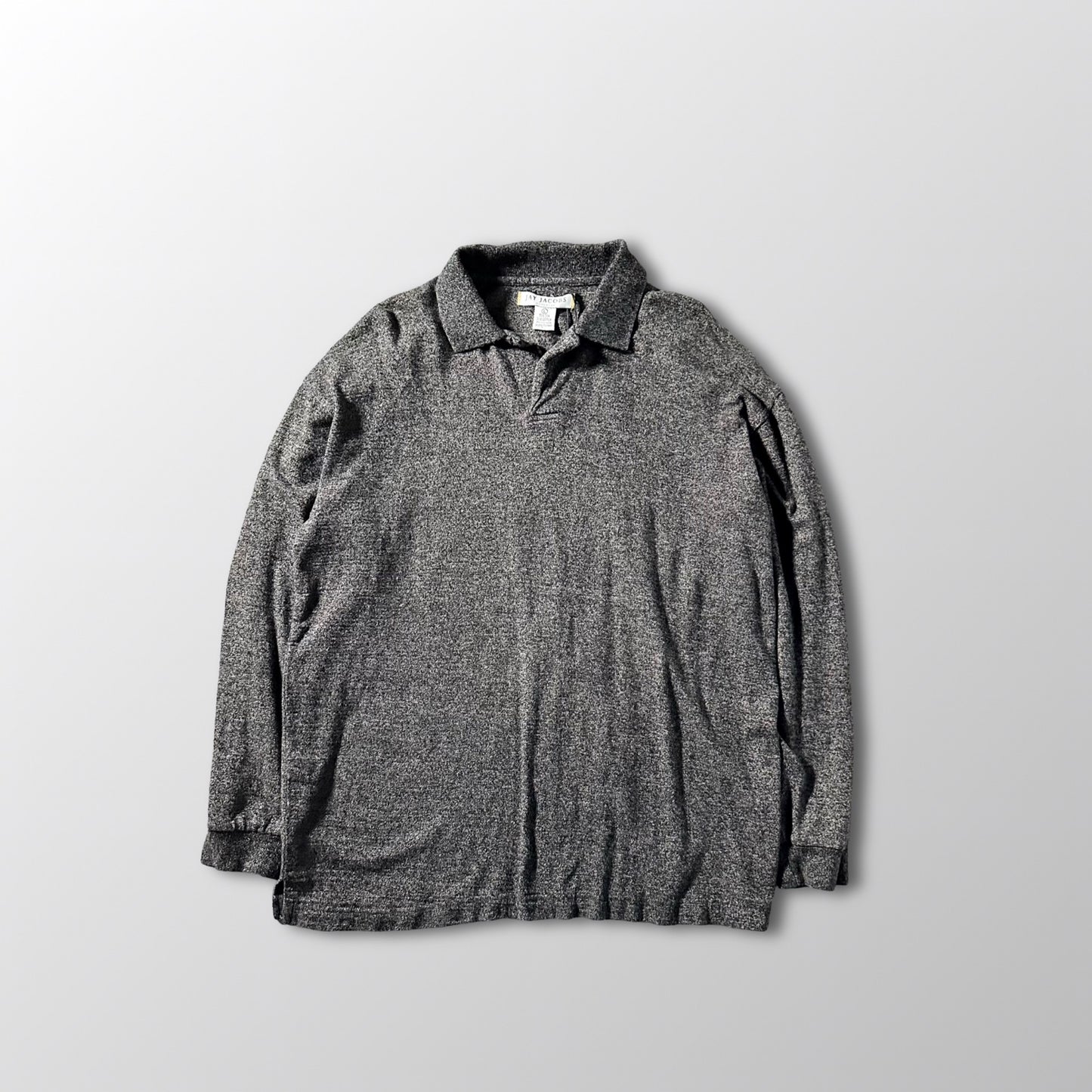 Silk Cotton Knit Polo Shirt Gray Mix – L