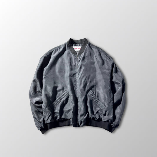 Silk Bomber Jacket Charcoal Gray Minimal Design – XL