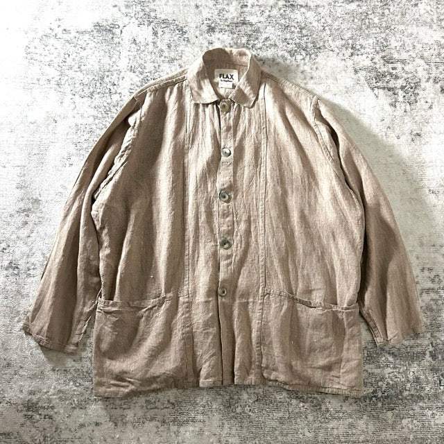 Relaxed Linen Shirt Jacket Beige – FLAX XL