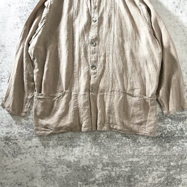 Relaxed Linen Shirt Jacket Beige – FLAX XL